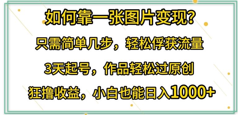 如何靠一张图片变现?只需简单几步，轻松俘获流量，3天起号，作品轻松过原创【揭秘】-沫尘创业网-知识付费资源网站搭建-中创网-冒泡网赚-福缘创业网