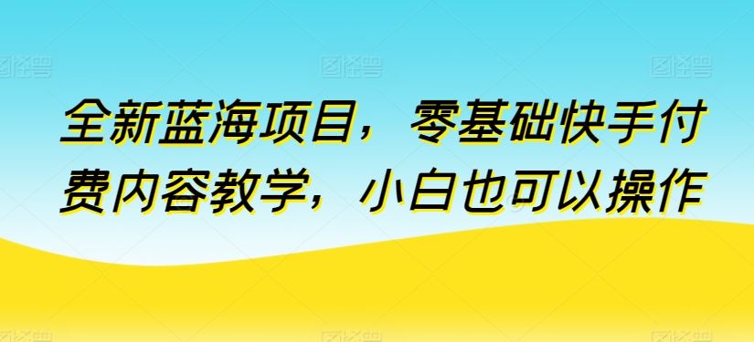 全新蓝海项目，零基础快手付费内容教学，小白也可以操作【揭秘】-沫尘创业网-知识付费资源网站搭建-中创网-冒泡网赚-福缘创业网