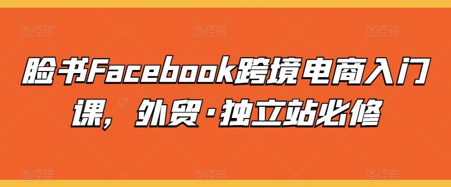 脸书Facebook跨境电商入门课，外贸·独立站必修-沫尘创业网-知识付费资源网站搭建-中创网-冒泡网赚-福缘创业网