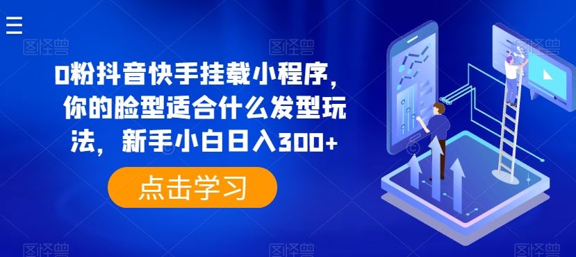 0粉抖音快手挂载小程序，你的脸型适合什么发型玩法，新手小白日入300+【揭秘】-沫尘创业网-知识付费资源网站搭建-中创网-冒泡网赚-福缘创业网