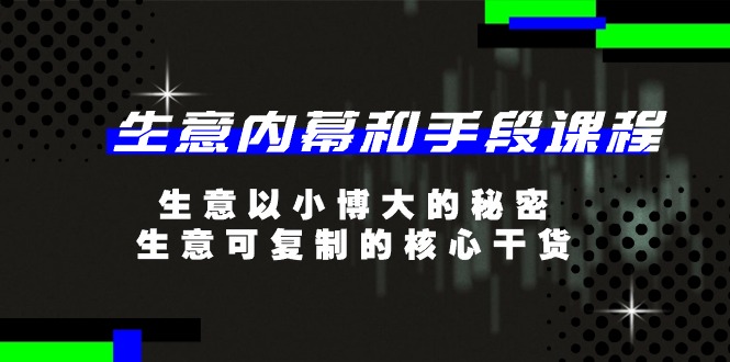 生意内幕和手段课程，生意以小博大的秘密，生意可复制的核心干货（20节）-沫尘创业网-知识付费资源网站搭建-中创网-冒泡网赚-福缘创业网