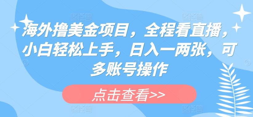 海外撸美金项目，全程看直播，小白轻松上手，日入一两张，可多账号操作【揭秘】-沫尘创业网-知识付费资源网站搭建-中创网-冒泡网赚-福缘创业网