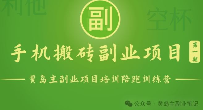 手机搬砖小副业项目训练营1.0，实测1小时收益50+，一部手机轻松日入100+-沫尘创业网-知识付费资源网站搭建-中创网-冒泡网赚-福缘创业网