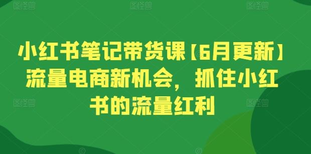 小红书笔记带货课【6月更新】流量电商新机会，抓住小红书的流量红利-沫尘创业网-知识付费资源网站搭建-中创网-冒泡网赚-福缘创业网