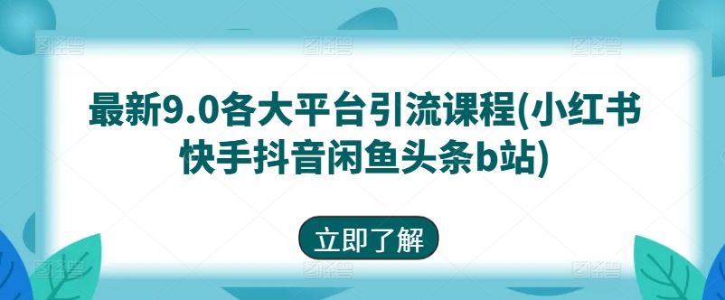 最新9.0各大平台引流课程(小红书快手抖音闲鱼头条b站)-沫尘创业网-知识付费资源网站搭建-中创网-冒泡网赚-福缘创业网