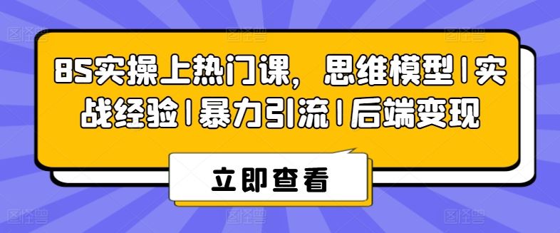 8S实操上热门课，思维模型|实战经验|暴力引流|后端变现-沫尘创业网-知识付费资源网站搭建-中创网-冒泡网赚-福缘创业网