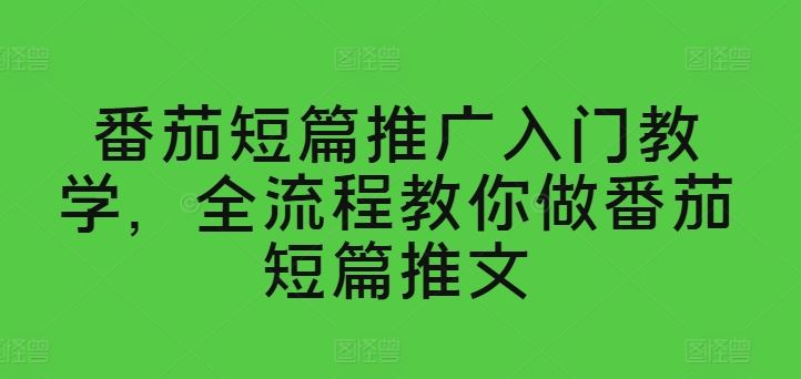 番茄短篇推广入门教学，全流程教你做番茄短篇推文-沫尘创业网-知识付费资源网站搭建-中创网-冒泡网赚-福缘创业网