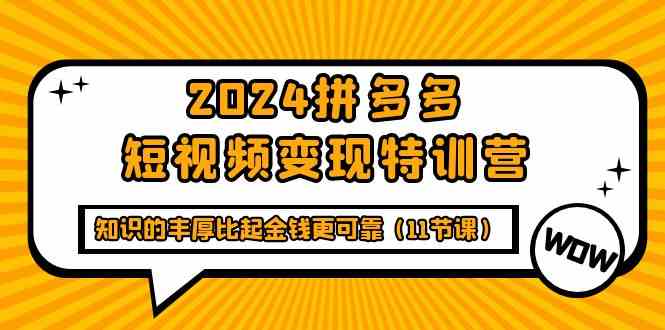 （9817期）2024拼多多短视频变现特训营，知识的丰厚比起金钱更可靠（11节课）-沫尘创业网-知识付费资源网站搭建-中创网-冒泡网赚-福缘创业网