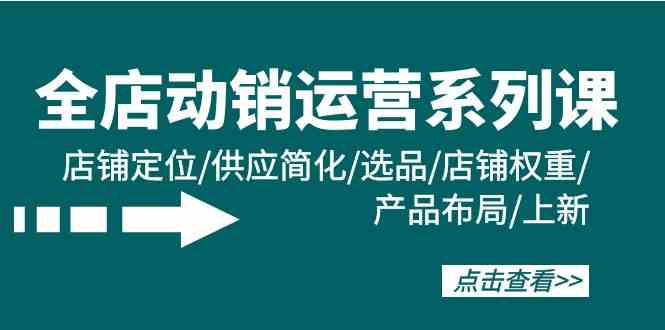 （9845期）全店·动销运营系列课：店铺定位/供应简化/选品/店铺权重/产品布局/上新-沫尘创业网-知识付费资源网站搭建-中创网-冒泡网赚-福缘创业网