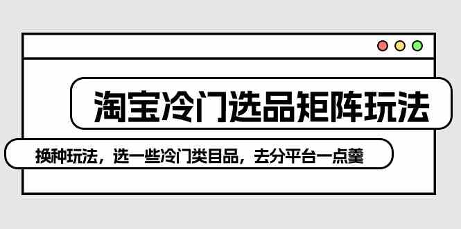 （10159期）淘宝冷门选品矩阵玩法：换种玩法，选一些冷门类目品，去分平台一点羹-沫尘创业网-知识付费资源网站搭建-中创网-冒泡网赚-福缘创业网