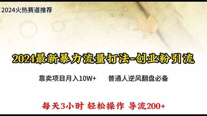 （10151期）2024年最新暴力流量打法，每日导入300+，靠卖项目月入10W+-沫尘创业网-知识付费资源网站搭建-中创网-冒泡网赚-福缘创业网