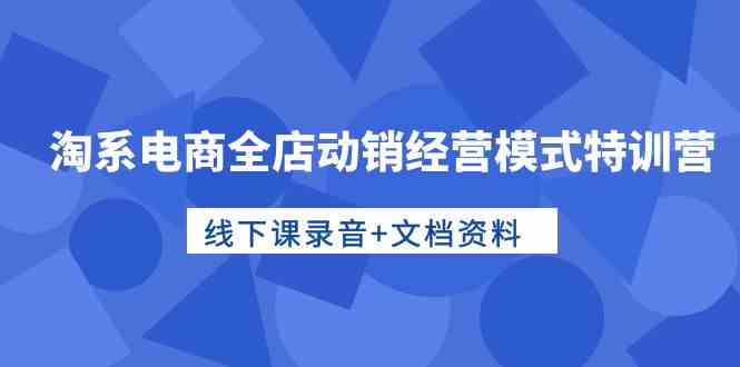 （10192期）淘系电商全店动销经营模式特训营，线下课录音+文档资料-沫尘创业网-知识付费资源网站搭建-中创网-冒泡网赚-福缘创业网