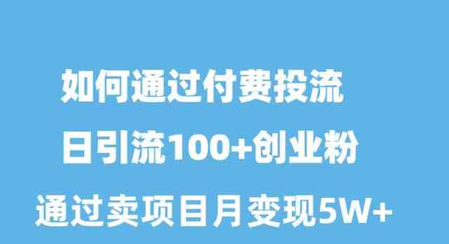 （10189期）如何通过付费投流日引流100+创业粉月变现5W+-沫尘创业网-知识付费资源网站搭建-中创网-冒泡网赚-福缘创业网