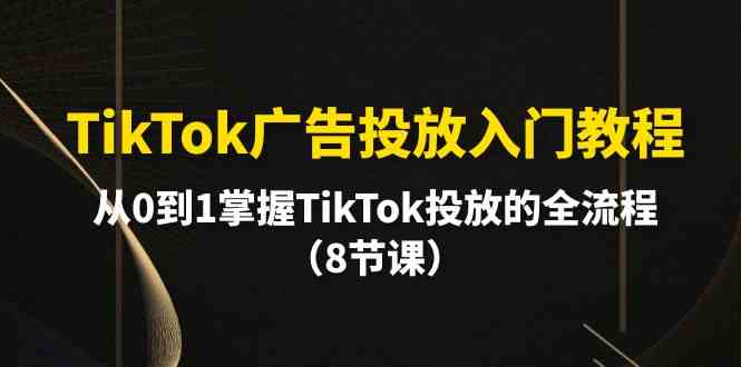 （10085期）TikTok广告投放入门教程，从0到1掌握TikTok投放的全流程（8节课）-沫尘创业网-知识付费资源网站搭建-中创网-冒泡网赚-福缘创业网