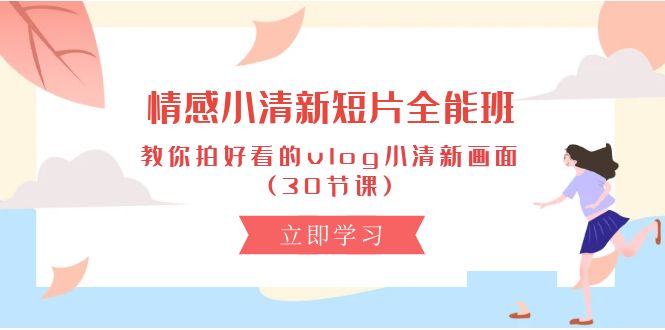 （10567期）情感 小清新短片-全能班，教你拍好看的vlog小清新画面 (30节课)-沫尘创业网-知识付费资源网站搭建-中创网-冒泡网赚-福缘创业网