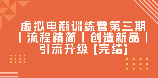 （10960期）虚拟电商训练营第三期丨流程精简丨创造新品丨引流升级 [完结]-沫尘创业网-知识付费资源网站搭建-中创网-冒泡网赚-福缘创业网