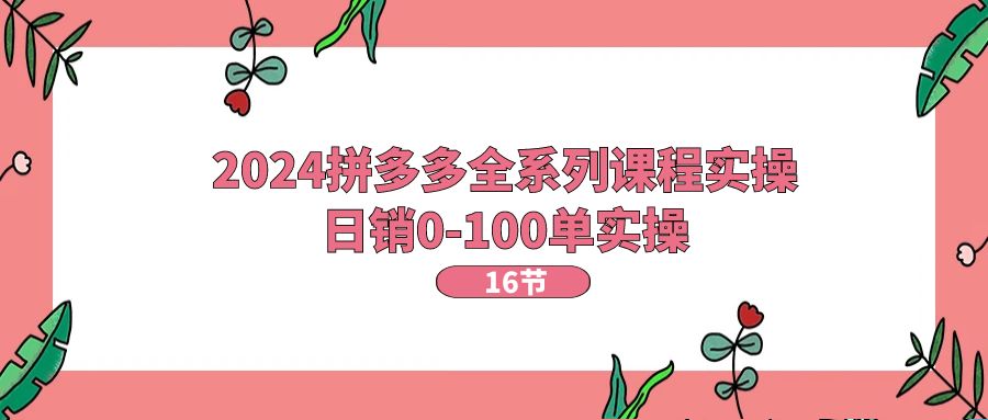 （11222期）2024拼多多全系列课程实操，日销0-100单实操【16节课】-沫尘创业网-知识付费资源网站搭建-中创网-冒泡网赚-福缘创业网