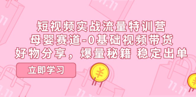 短视频实战流量特训营，母婴赛道-0基础带货，好物分享，爆量秘籍 稳定出单-沫尘创业网-知识付费资源网站搭建-中创网-冒泡网赚-福缘创业网