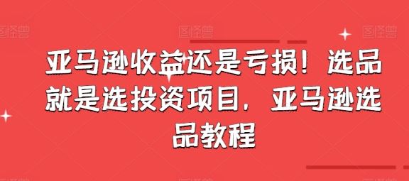 亚马逊收益还是亏损！选品就是选投资项目，亚马逊选品教程-沫尘创业网-知识付费资源网站搭建-中创网-冒泡网赚-福缘创业网