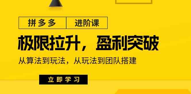 拼多多进阶课：极限拉升/盈利突破：从算法到玩法 从玩法到团队搭建（18节）-沫尘创业网-知识付费资源网站搭建-中创网-冒泡网赚-福缘创业网