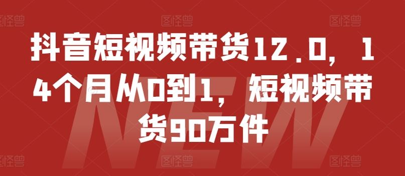 抖音短视频带货12.0，14个月从0到1，短视频带货90万件-沫尘创业网-知识付费资源网站搭建-中创网-冒泡网赚-福缘创业网