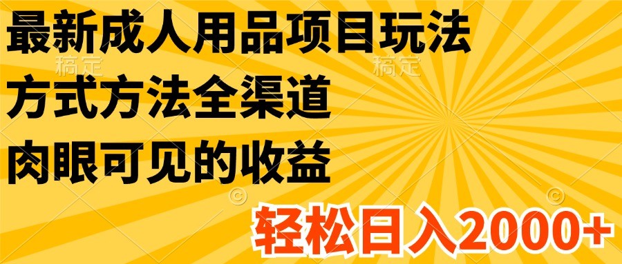 最新成人用品项目玩法，方式方法全渠道，肉眼可见的收益，轻松日入2000+-沫尘创业网-知识付费资源网站搭建-中创网-冒泡网赚-福缘创业网