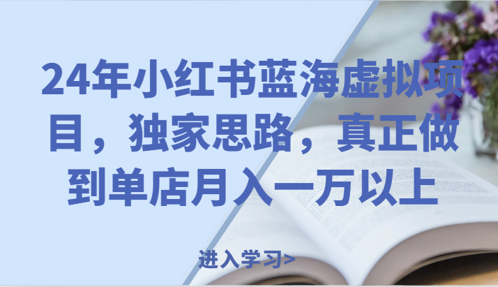 24年小红书蓝海虚拟项目，独家思路，真正做到单店月入一万以上。-沫尘创业网-知识付费资源网站搭建-中创网-冒泡网赚-福缘创业网