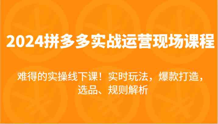 2024拼多多实战运营现场课，实时玩法，爆款打造，选品、规则解析，难得的实操线下课！-沫尘创业网-知识付费资源网站搭建-中创网-冒泡网赚-福缘创业网