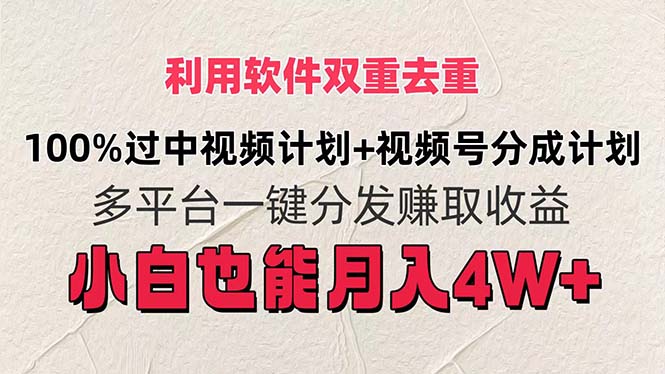 （11862期）利用软件双重去重，100%过中视频+视频号分成计划小白也可以月入4W+-沫尘创业网-知识付费资源网站搭建-中创网-冒泡网赚-福缘创业网