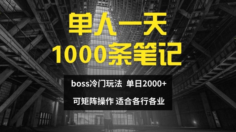 单人一天1000条笔记，日入2000+，BOSS直聘的正确玩法【揭秘】-沫尘创业网-知识付费资源网站搭建-中创网-冒泡网赚-福缘创业网