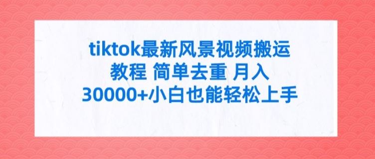 tiktok最新风景视频搬运教程 简单去重 月入3W+小白也能轻松上手【揭秘】-沫尘创业网-知识付费资源网站搭建-中创网-冒泡网赚-福缘创业网