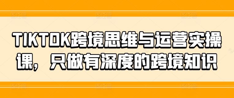 TIKTOK跨境思维与运营实操课，只做有深度的跨境知识-沫尘创业网-知识付费资源网站搭建-中创网-冒泡网赚-福缘创业网