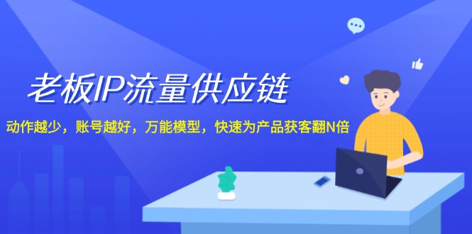 老板IP流量供应链，动作越少账号越好，万能模型快速为产品获客翻N倍！-沫尘创业网-知识付费资源网站搭建-中创网-冒泡网赚-福缘创业网