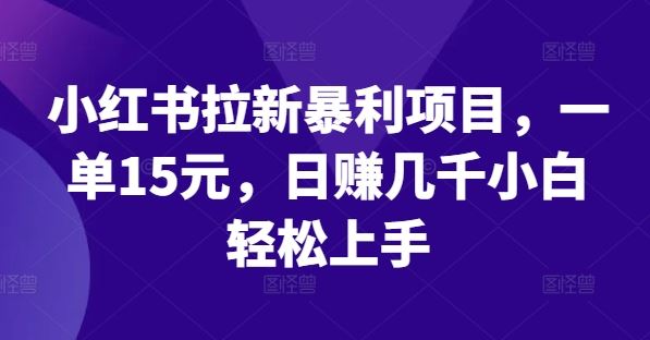 小红书拉新暴利项目，一单15元，日赚几千小白轻松上手【揭秘】-沫尘创业网-知识付费资源网站搭建-中创网-冒泡网赚-福缘创业网