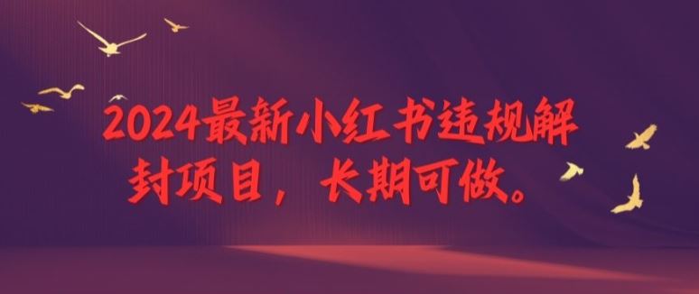 2024最新小红书违规解封项目，长期可做，一个可以做到退休的项目【揭秘】-沫尘创业网-知识付费资源网站搭建-中创网-冒泡网赚-福缘创业网