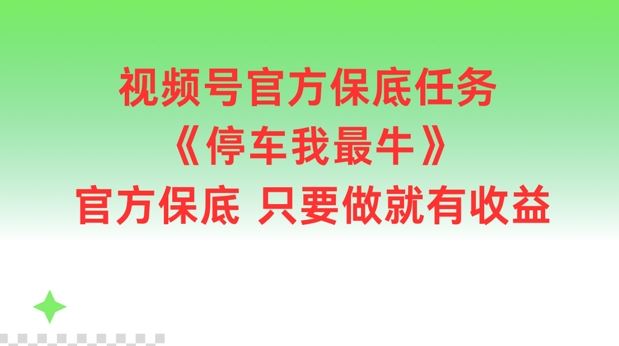 视频号官方保底任务，停车我最牛，官方保底只要做就有收益【揭秘】-沫尘创业网-知识付费资源网站搭建-中创网-冒泡网赚-福缘创业网