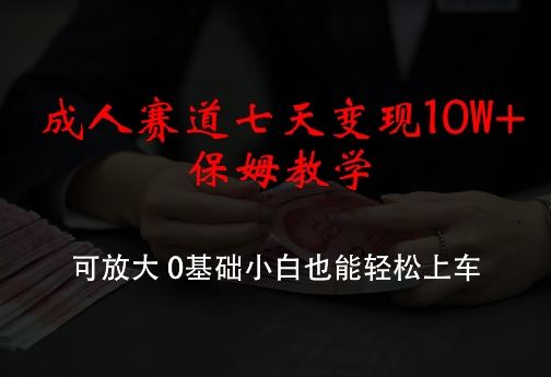 成人赛道七天变现10W+保姆教学，可放大，0基础小白也能轻松上车【揭秘】-沫尘创业网-知识付费资源网站搭建-中创网-冒泡网赚-福缘创业网