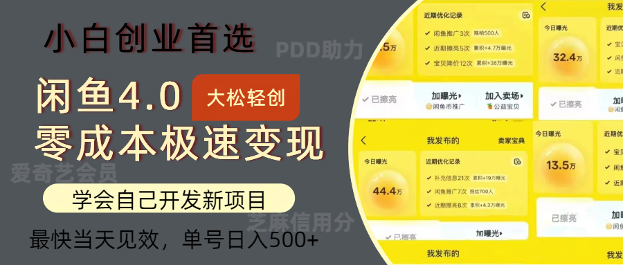 （12434期）闲鱼0成本极速变现项目，多种变现方式 单号日入500+最新玩法-沫尘创业网-知识付费资源网站搭建-中创网-冒泡网赚-福缘创业网