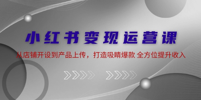 小红书变现运营课：从店铺开设到产品上传，打造吸睛爆款 全方位提升收入-沫尘创业网-知识付费资源网站搭建-中创网-冒泡网赚-福缘创业网