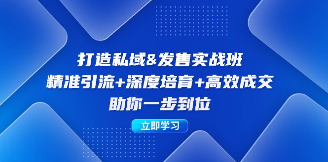 （12642期）打造私域&发售实操班：精准引流+深度培育+高效成交，助你一步到位-沫尘创业网-知识付费资源网站搭建-中创网-冒泡网赚-福缘创业网