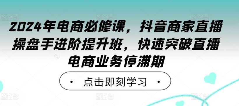 2024年电商必修课，抖音商家直播操盘手进阶提升班，快速突破直播电商业务停滞期-沫尘创业网-知识付费资源网站搭建-中创网-冒泡网赚-福缘创业网