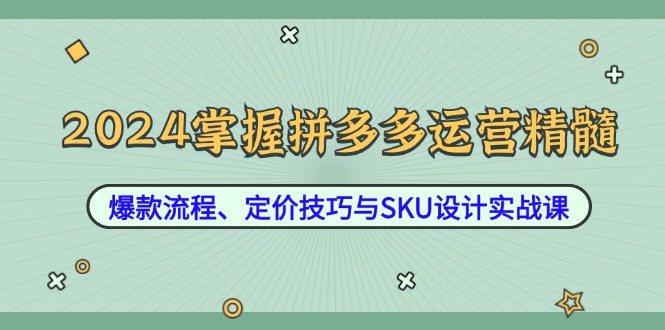 （12703期）2024掌握拼多多运营精髓：爆款流程、定价技巧与SKU设计实战课-沫尘创业网-知识付费资源网站搭建-中创网-冒泡网赚-福缘创业网