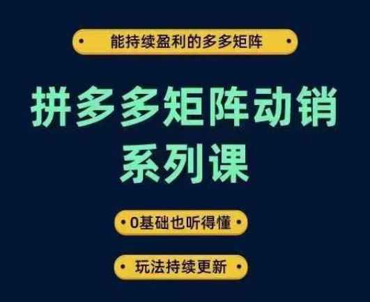 拼多多矩阵动销系列课，能持续盈利的多多矩阵，0基础也听得懂，玩法持续更新-沫尘创业网-知识付费资源网站搭建-中创网-冒泡网赚-福缘创业网