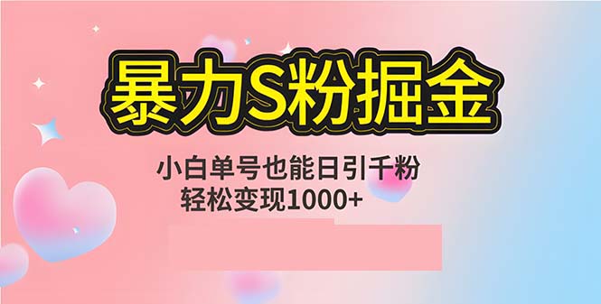 （12778期）单人单机日引千粉，变现1000+，S粉流量掘金计划攻略-沫尘创业网-知识付费资源网站搭建-中创网-冒泡网赚-福缘创业网