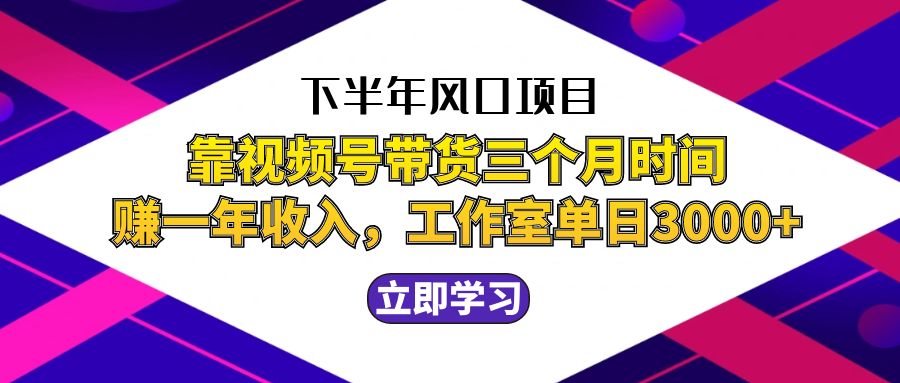 下半年风口项目，靠视频号带货三个月时间赚一年收入，工作室实测单日3…-沫尘创业网-知识付费资源网站搭建-中创网-冒泡网赚-福缘创业网