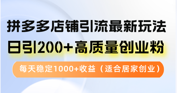 （12893期）拼多多店铺引流最新玩法，日引200+高质量创业粉，每天稳定1000+收益（…-沫尘创业网-知识付费资源网站搭建-中创网-冒泡网赚-福缘创业网