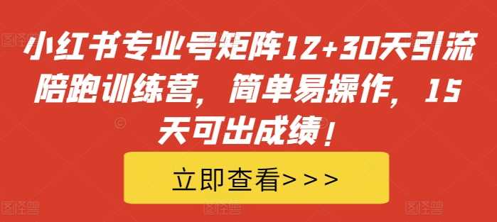 小红书专业号矩阵12+30天引流陪跑训练营，简单易操作，15天可出成绩!-沫尘创业网-知识付费资源网站搭建-中创网-冒泡网赚-福缘创业网