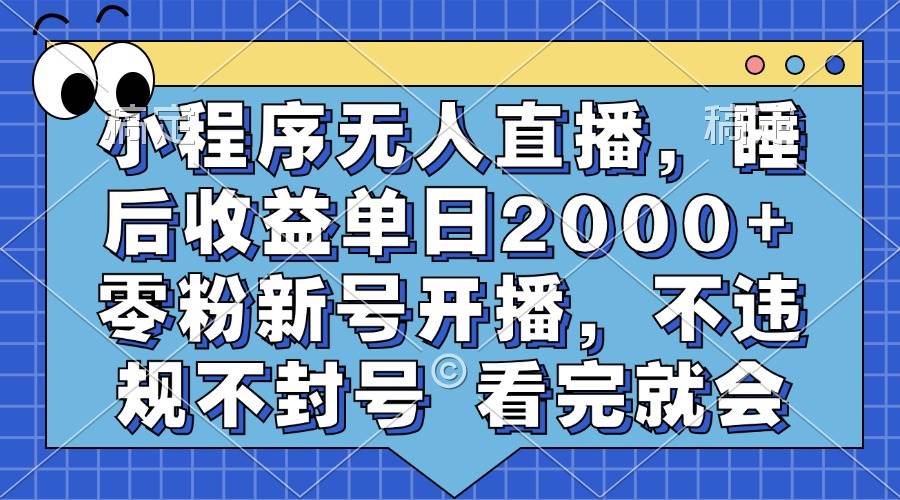 （13251期）小程序无人直播，睡后收益单日2000+ 零粉新号开播，不违规不封号 看完就会-沫尘创业网-知识付费资源网站搭建-中创网-冒泡网赚-福缘创业网