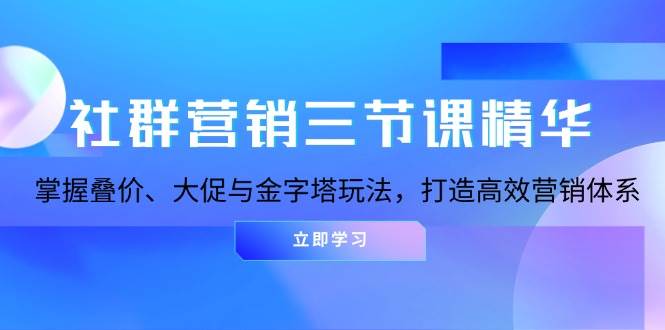 （13431期）社群营销三节课精华：掌握叠价、大促与金字塔玩法，打造高效营销体系-沫尘创业网-知识付费资源网站搭建-中创网-冒泡网赚-福缘创业网