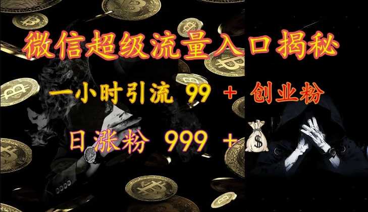 微信超级流量入口揭秘：一小时引流 99 + 创业粉，日涨粉 999 +-沫尘创业网-知识付费资源网站搭建-中创网-冒泡网赚-福缘创业网